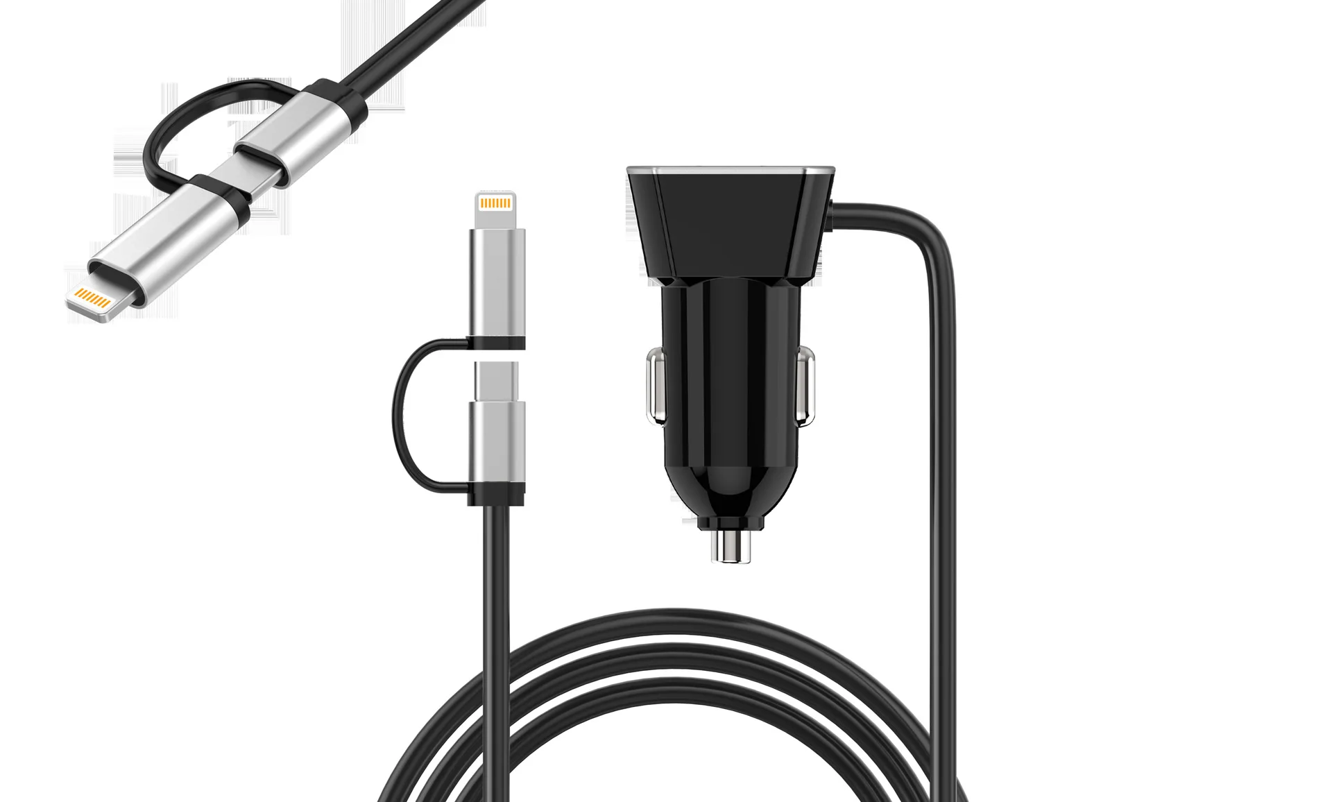 

Hot Selling 4.8A Stripline Double USB Smart Fast Charge, Type C + Android + Apple One plus Two Multi-functional Fast Charge