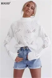 RUGOD свитер с круглым вырезом, однотонный пуловер с длинными рукавами, повседневный Женский вязаный свитер, Pull Femme Hiver 2019
