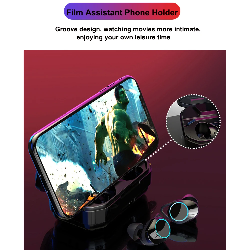 G02 TWS 5,0 Bluetooth наушники 9D стерео беспроводные наушники IPX7 водонепроницаемые наушники 3300 мАч светодиодный умный внешний аккумулятор держатель для телефона