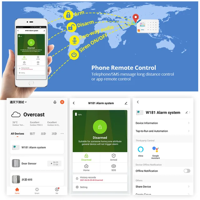 KERUI W184 4G WIFI GSM Alarm System Unit Wireless Home Tuya Smart APP Control Motion Sensor Burglar Support Alexa Motion Sensor 4