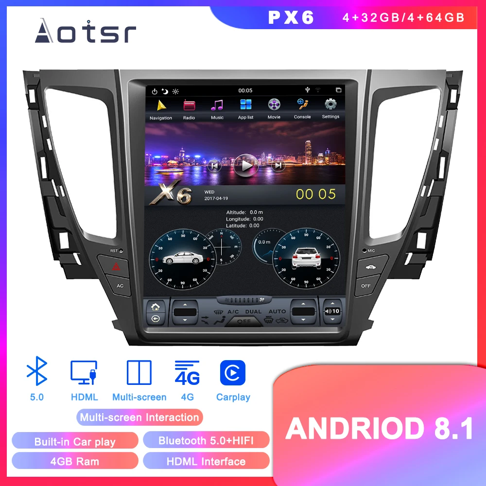Flash Deal Tesla Style Android 8.1 GPS Navigation DVD Player For Mitsubishi Pajero 2016-2019 Car Auto Radio Stereo Multimedia Unit Player 2