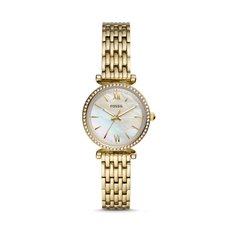 

Fossil Womens Watches Carlie Mini Three-Hand Gold-Tone Stainless Steel Watch for Ladies Luxury Watch ES4735
