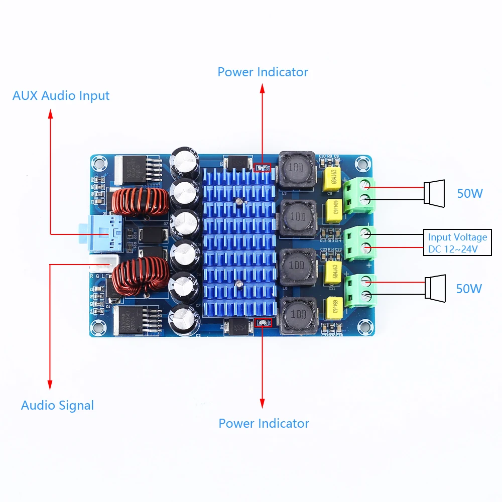 DC 12 V-24 V TPA3116D2 автоматический усилитель модуль 2*100W двухканальный стерео