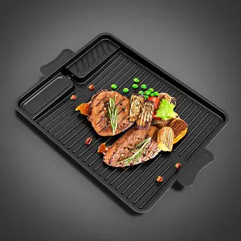 

Korean Style Rice Stone Aluminum Baking Tray Square Barbecue Grill Dish Portable Outdoor Barbecue Frying Pan