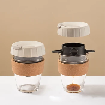 

YOMDID Reusable Coffee Filter Glass Coffee Cup Portable Handmade Coffee Dripper Filtering Cup Mug Filter Coffee Pot Coffeeware