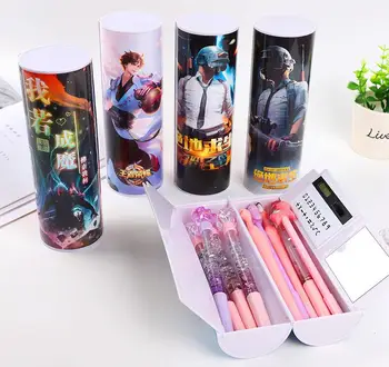 

Kawai Cartoon large capacity Pencil Box School NEW Creative Whiteboard Pencil Case With Solar Calculator Magnetic Switch