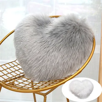 

Cushion Cover Imitation Wool Soft Pillow Cover Home Modern Minimalist Heart-Shaped Gray Pillow Cover Luxury Cushion #YL10