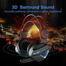 3 5mm Gaming Headset Mic LED Headphones Over Head Headphone Extra Bass Black
