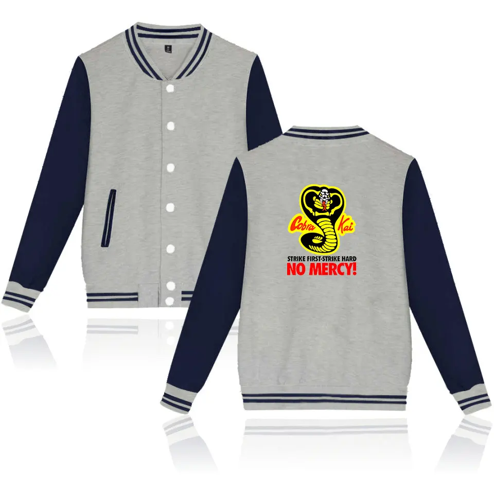WEJNXIN Kawaii Cobra Kai брендовая бейсбольная одежда для мужчин и женщин унисекс костюм толстовки Толстовка с v-образным вырезом уличная одежда большого размера Camisetas - Цвет: gray3