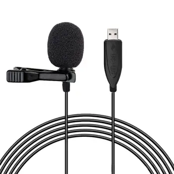 

In Stock High Quality Clip-on Condenser Microphone USB Lavalier Omnidirectional Microphone For Computer Recording