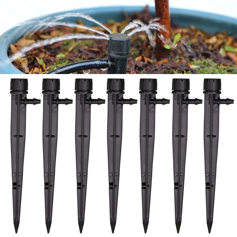 MUCIAKIE 20PCS 180 Degrees Garden Sprinklers 13cm Black Dripper 5 Holes Emitter Micro Spray Adjustable Water Nozzle | - Цена: 258,41 руб. / lot