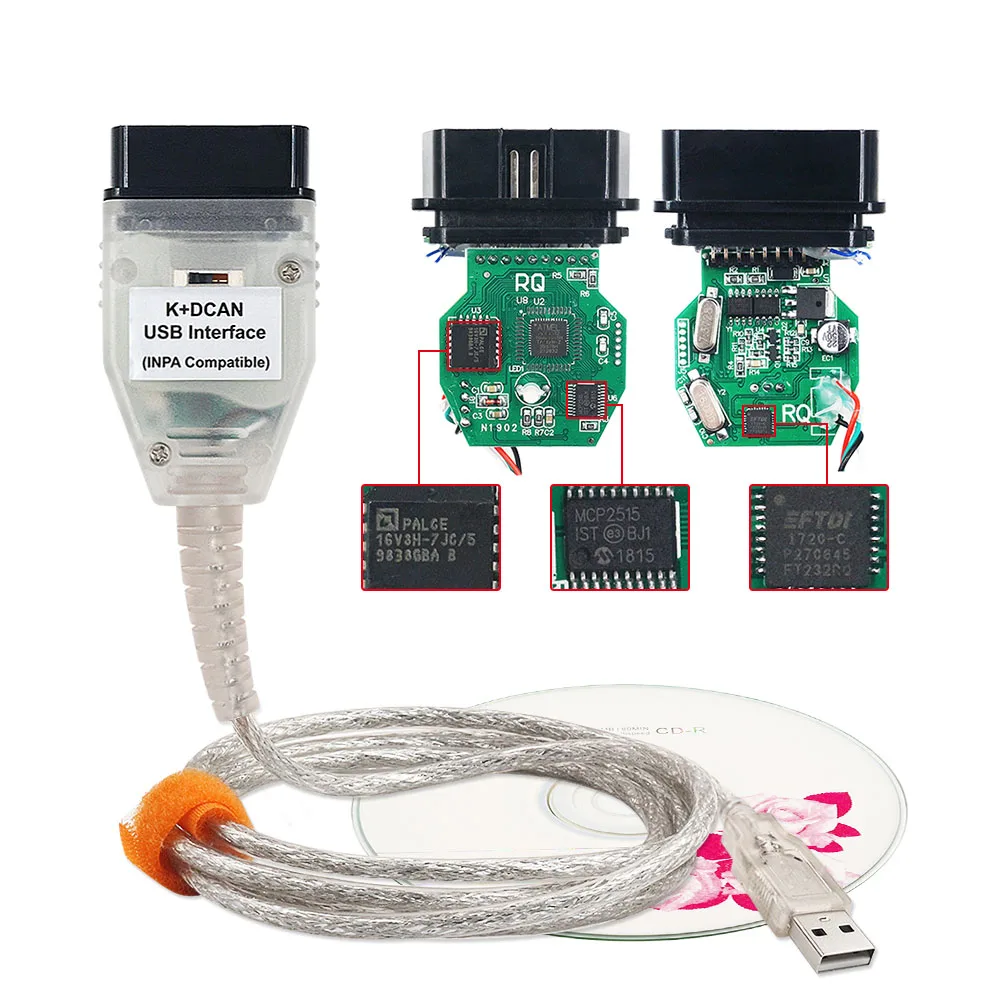 Новый выпуск для BMW INPA K + CAN с чипом FT232RL переключателем DCAN OBD2 USB кабель интерфейса