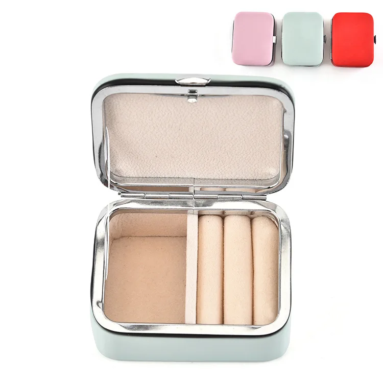 

Portable Travel Mini Jewelry Box Storage Box Built-in Flannel PU Leather Jewelry Box Female Gift Travel Essential