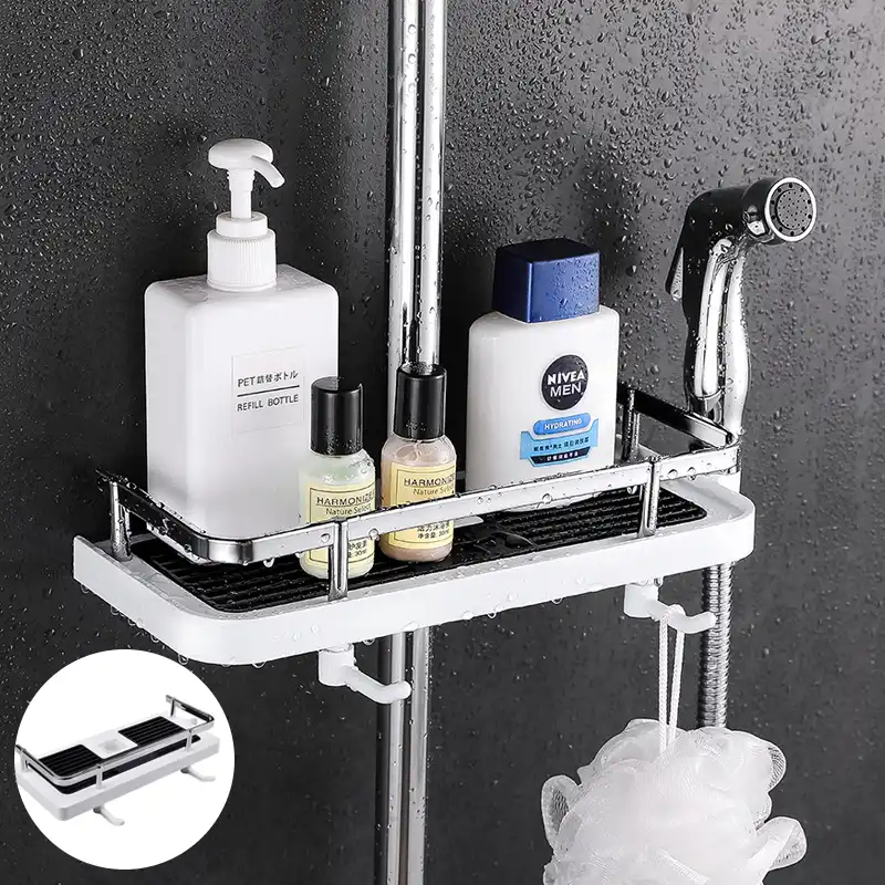 浴室収納ラックホルダー主催ポール棚取り外し可能なリフティングシャンプートレイスタンド単一層ロッドシャワー 収納棚 ラック Aliexpress 浴室収納ラックホルダー主催ポール棚取り外し可能なリフティングシャンプートレイスタンド単一層ロッドシャワー 収納棚 ラック Aliexpress