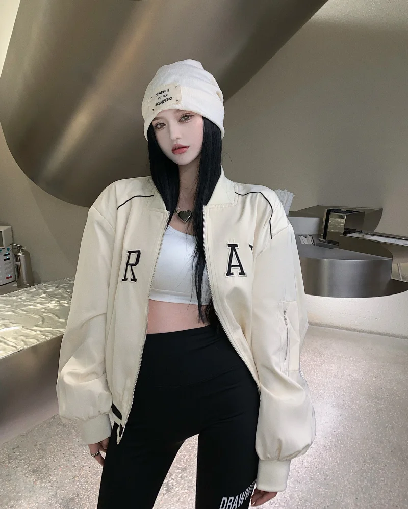 

women's winter jacket 2021 cardigan Retro topRetro baseball uniform vintage short coat elegant korean fashion women