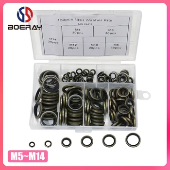 

150pcs High Press Hydralic Rubber Oil Pipe Seal Gasket NBR Metal Seal Ring Assortment Kits