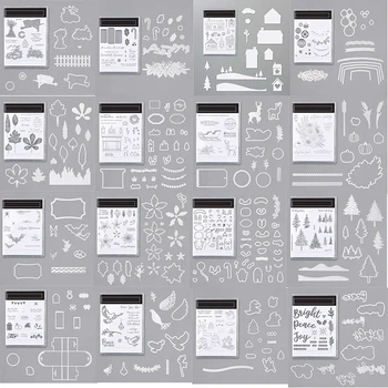 

New Mixed Transparent Clear Stamps&cutting Dies Animal Plant Letter Words for Diy Scrapbooking/photo Album Decor Card Making 1