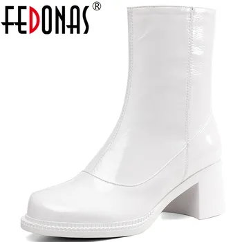 

FEDONAS Concise Vintage Women's Winter Boots Genuine Leather Platform Female High Heels Pumps Newest Wedding Prom Shoes Woman