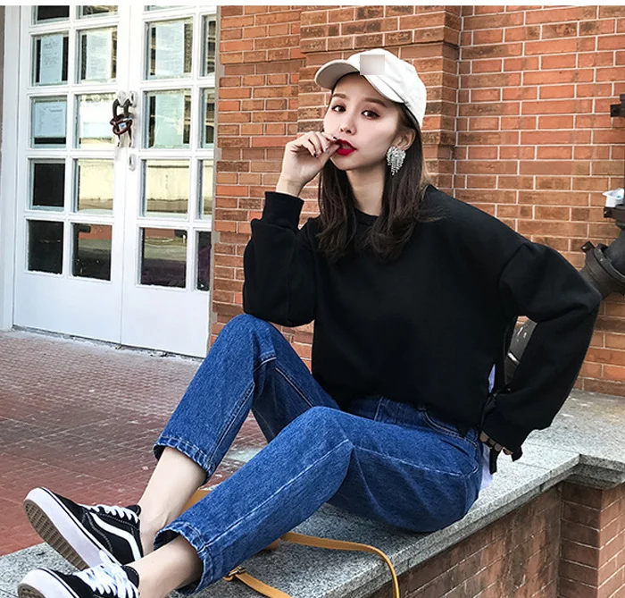 Jeans For Women High Waist Cotton White Harem Mom Jeans Spring New Plus Size Black Women Jeans Denim Pants Beige Blue