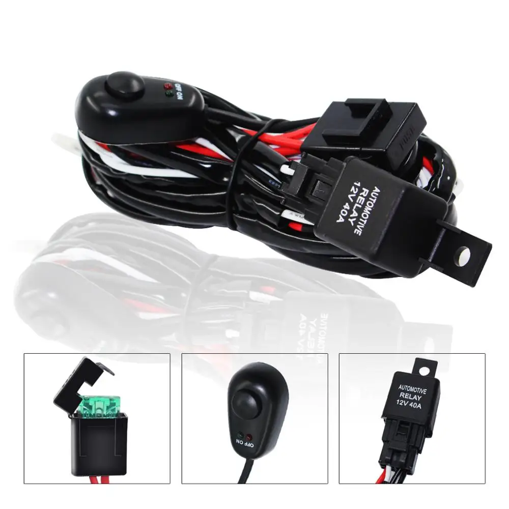 

180W 12V Off-road Vehicle Light Lamp high Power Switch Wire Harness Wiring Group LED Light One Tow Two Wiring Harness