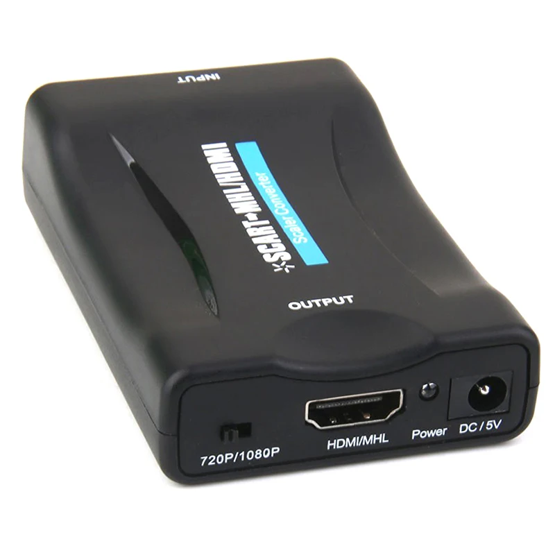 SCART К HDMI 720p 1080p 60Hz HD видео конвертер скейлер коробка + USB кабель черный