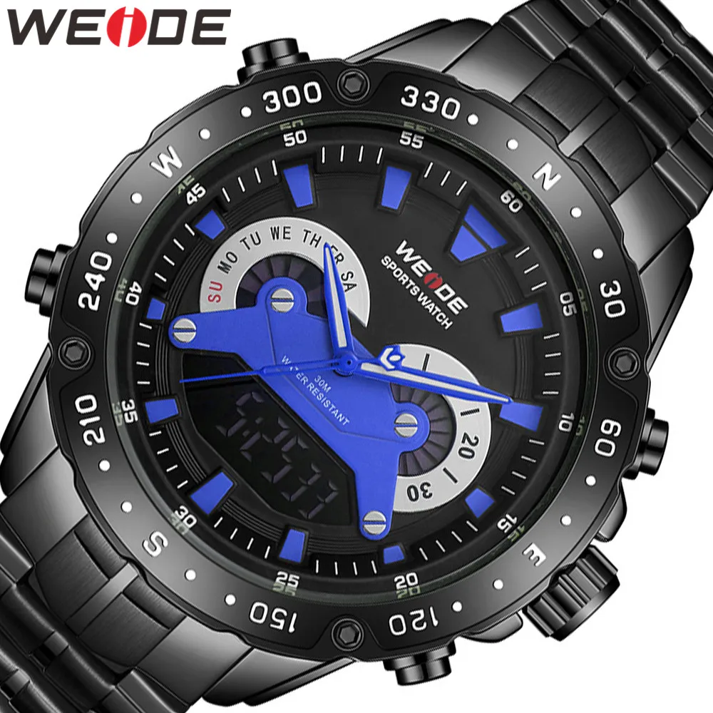 

WEIDE Men Watch Analog Digital Casual Date Military Men Quartz Reloj Hombre Stainless Steel Strap Wristwatches Clocks Men Watch