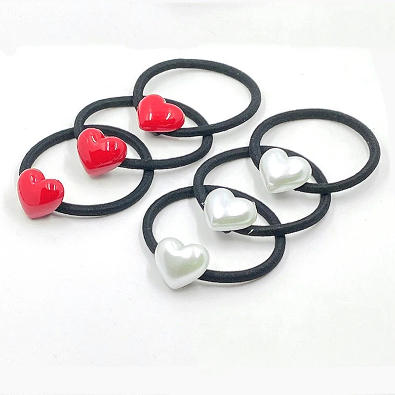 High Elastic Heart Round Shape Rubber Bands For Women Hair Band