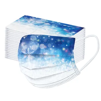 

10/20/30/50PC Adult Christmas Snowflake Print Masks Protection Breathable Disposable Face Mask Nonwoven Earloop Mouth Mascarilla