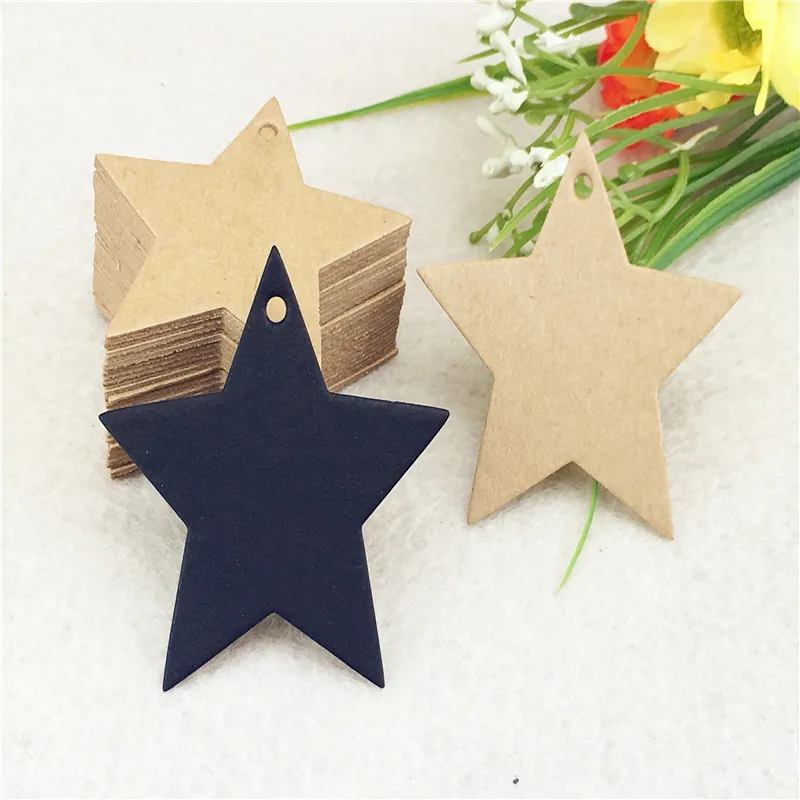 

Pentagonal Shape Five Star Tag Beautiful Gift Box Decoration Jewelry Goods Wedding Tag Creative With Hole 5.2x5.2cm 100Pcs/Lot