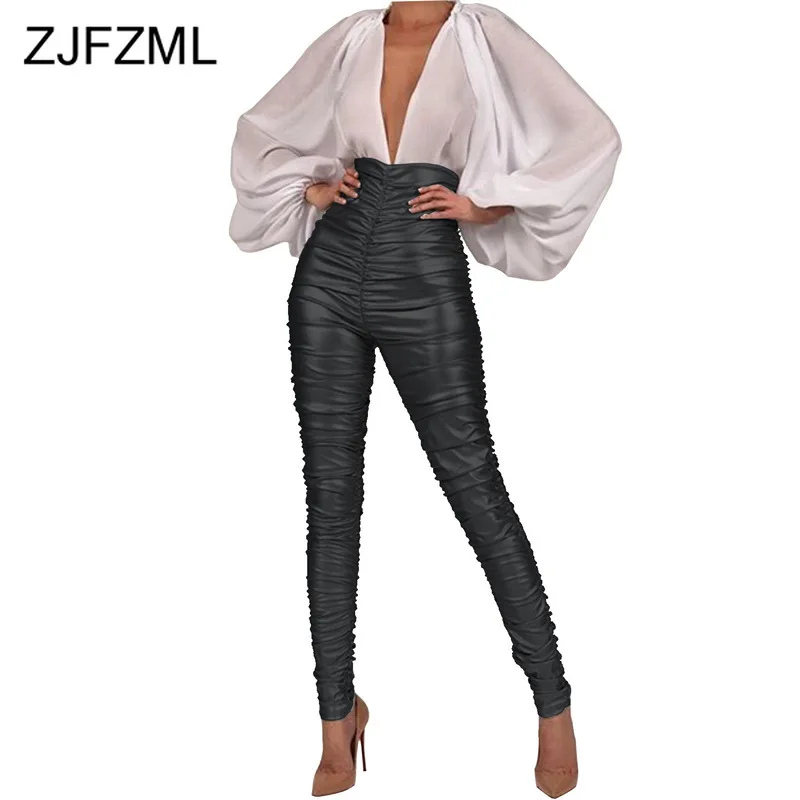 

Shiny Bronzing Ruched Pencil Pants Women High Waist Causal Streetwear Skinny Trousers Autumn 2019 Plus Size Full Length Joggers