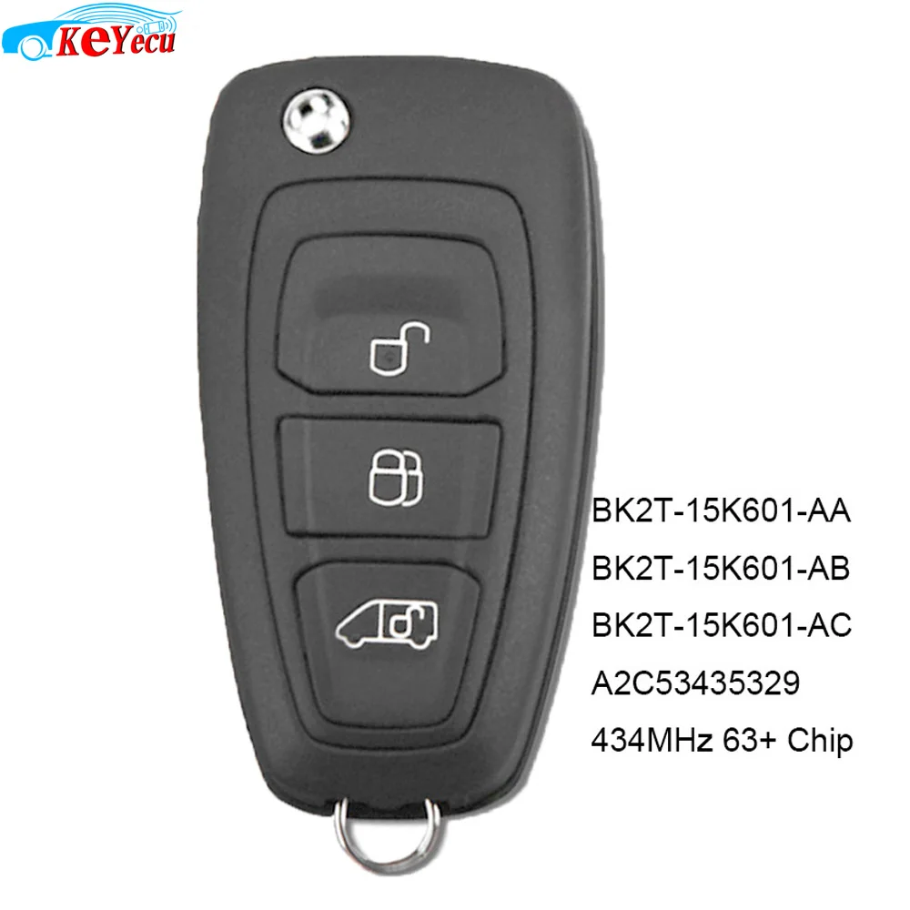 KEYECU OEM дистанционный брелок 434 МГц 63+ чип для Ford Transit/Transit Custom BK2T-15K601-AA/AB/AC, A2C53435329