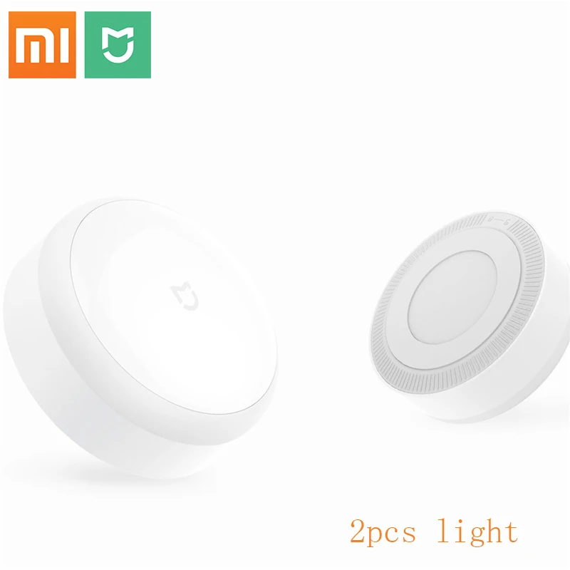 2pcs light Xiaomi Mijia умный дом, датчик Yeelight, Ночной светильник, лампа, регулируемая яркость, инфракрасный Фотодатчик, автоматический датчик - Цвет: 2pcs light