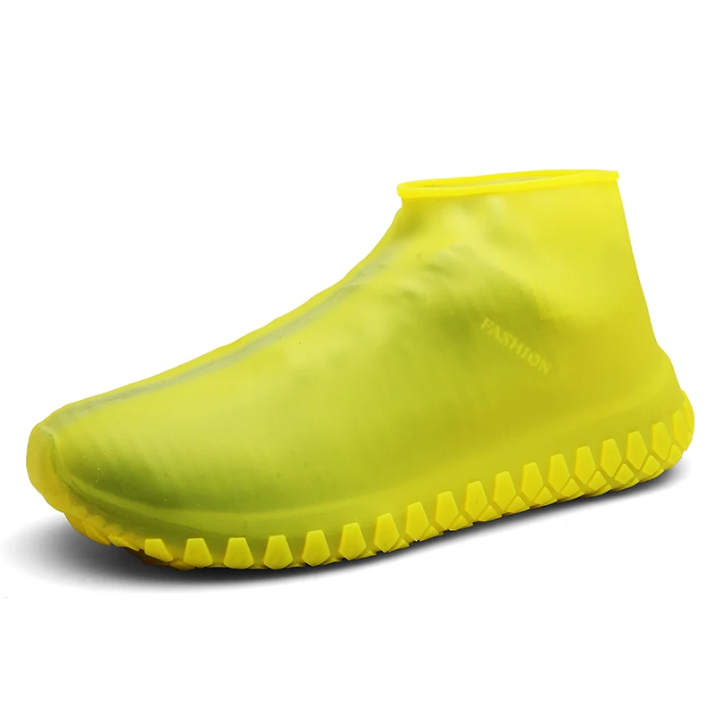 Мужская и женская обувь с силиконовым гелем; водонепроницаемые резиновые туфли с покрытием; Многоразовые резиновые эластичные Нескользящие ботинки - Цвет: Yellow