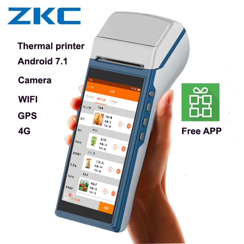 ZKC5501 Мини Ручной беспроводной Android 7 1 Термальный чековый принтер точка продажи