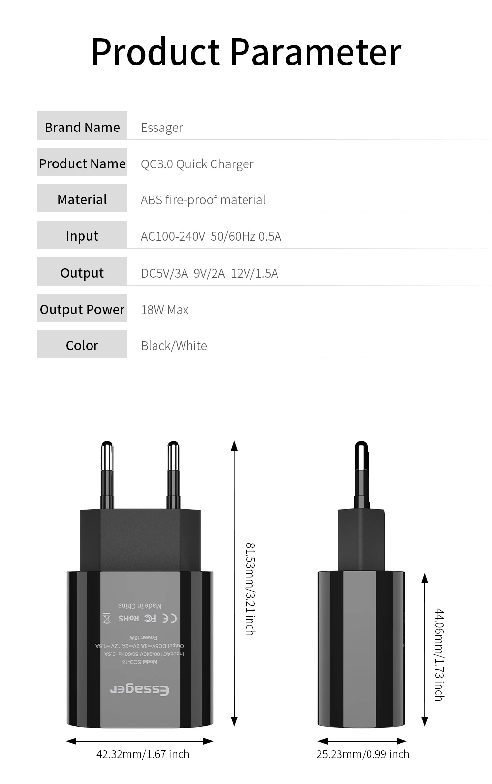 Essager Quick Charge 3,0 USB зарядное устройство QC3.0 QC Быстрая зарядка ЕС вилка адаптер настенный мобильный телефон зарядное устройство для iPhone samsung Xiaomi