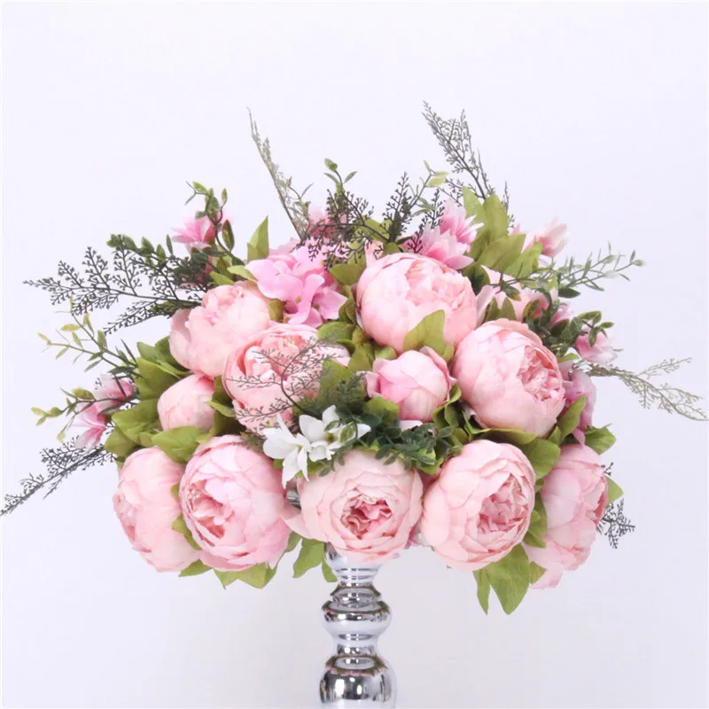 Pink 30/35/40/45/50 см Искусственный цветок мяч центральным расположение декора свадебная АРКА фон Свадебный Стол мяч пион из шёлка, цветок букет - Цвет: Pink