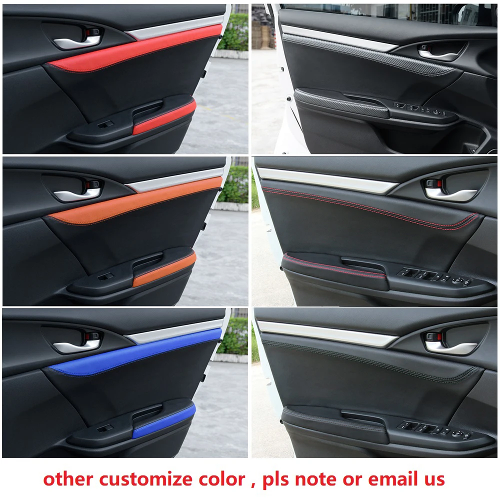Для Honda Civic 10th Gen 4 шт. микрофибра кожа дверные ручки панели подлокотник черный с Текстура углерода край