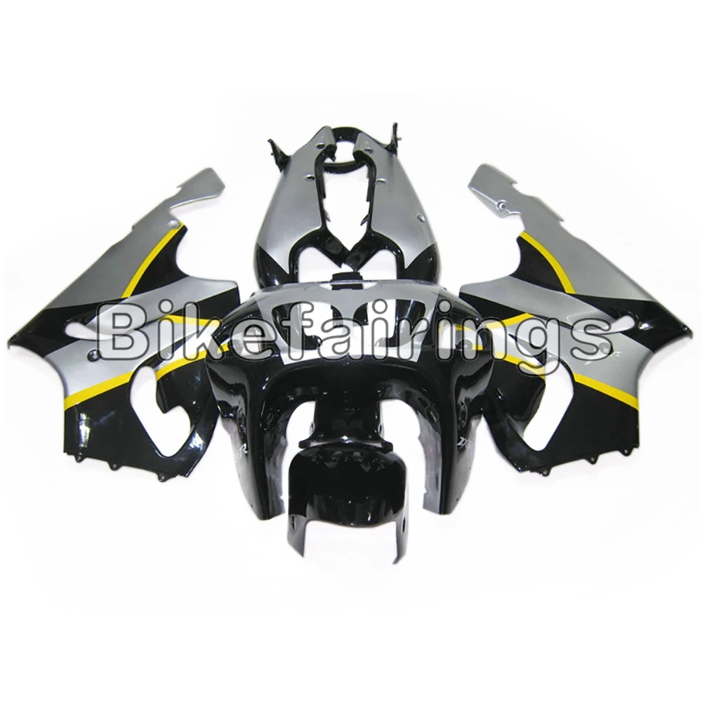 Для Kawasaki ZX-7R ZX 7R zx7r 1996-2002 1996 1997 1998 1999 2000 2001 2002 серебристый, черный и желтыми полосками капоты