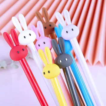 

40 pcs/lot Creative Rabbit Gel Pen Cute 0.5 mm black Ink Signature Pens Promotional Gift Stationery School Supplies