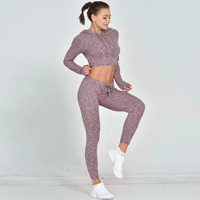 

2 piece long sleeve workout set women yoga clothes strength active wear set fitness gym clothing women outfit seamless yoga set