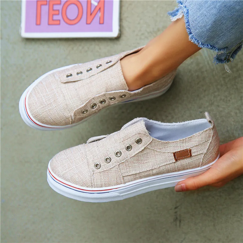 

Women's Large Size Dress Shoes with Metallic Trim Large Size Canvas Shoes