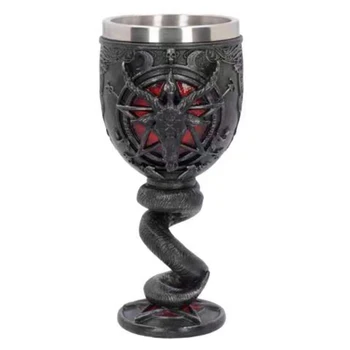 

Middle Ages Gothic Pentagram Horn Beer Mug Stainless Steel 3D Resin Coffee Drinkware Goblet Cup BEST Mystic Wicca Fan Gift