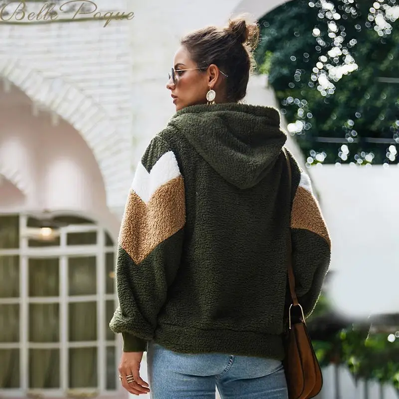 Belle Poque лоскутные куртки с капюшоном осеннее зимнее пальто женское модное повседневное плотное теплое пальто Мягкие короткие куртки для женщин