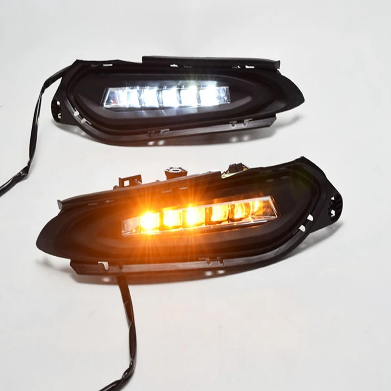 Автомобильный DRL 12 В светодиодный автомобильный дневной ходовой светильник, противотуманная фара с динамическим поворотным сигналом для Honda HRV HR-V