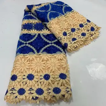 

african 3d lace fabric african lace fabric high quality royal blue color with stones french lace fabric FWD423