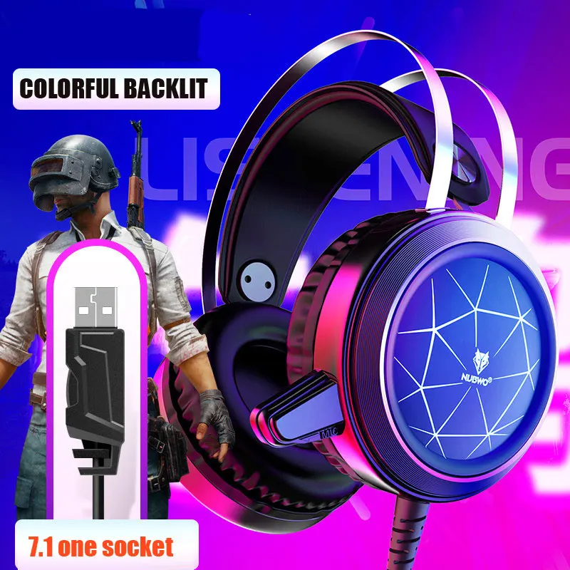 1 PLUG BLACK B Игровые проводные наушники бас стерео USB Профессиональные металлические игровые наушники с микрофоном с подсветкой светодиодный Шумоподавление для ПК ноутбука - Color: 1 PLUG BLACK B