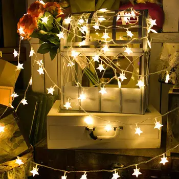 

New 6M 40LED Star Shape Light String LED Battery Box Starry Pentagram Light String Christmas Day Five-pointed Star Lights