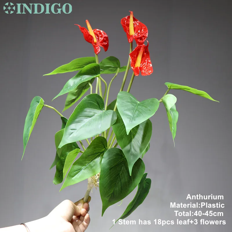 INDIGO-DIY красный цветок орхидеи/райская птица/Гербера/Калла/антуриум Цветочная композиция Свадебная вечеринка событие - Цвет: 1 piece 43cm