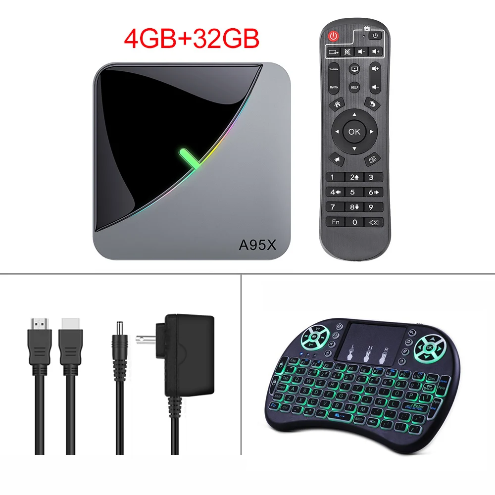Amlogic S905X3 ТВ-приставка RGB светильник Android 9,0 9 4GB 64GB Wifi 4K 60fps 8K 24fps Netflix Youtube Smart tv box - Цвет: with keyboard