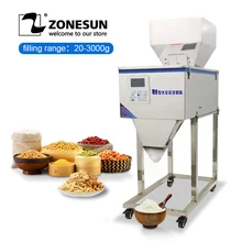 ZONESUN-máquina de almacenamiento de alimentos, materiales granulados en polvo, pesaje, embalaje, máquina de llenado para semillas, granos de café, 3000g